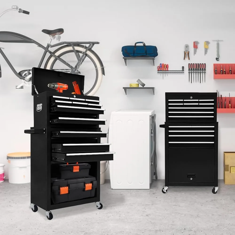 13 Drawers Tool Chest with Wheels,Large Capacity Tool Storage Cabinet with Removable Top Toolbox, Locking Mechanical Tool Cart