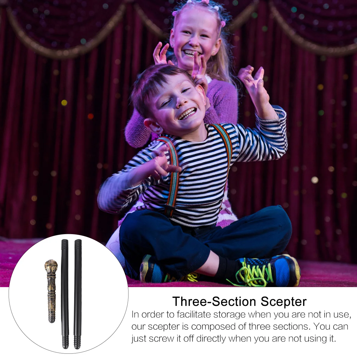 할로윈 코스튬 액세서리 우아한 드레스 지팡이 세 개의 섹션이 있는 이집트 홀로 파티 소품용