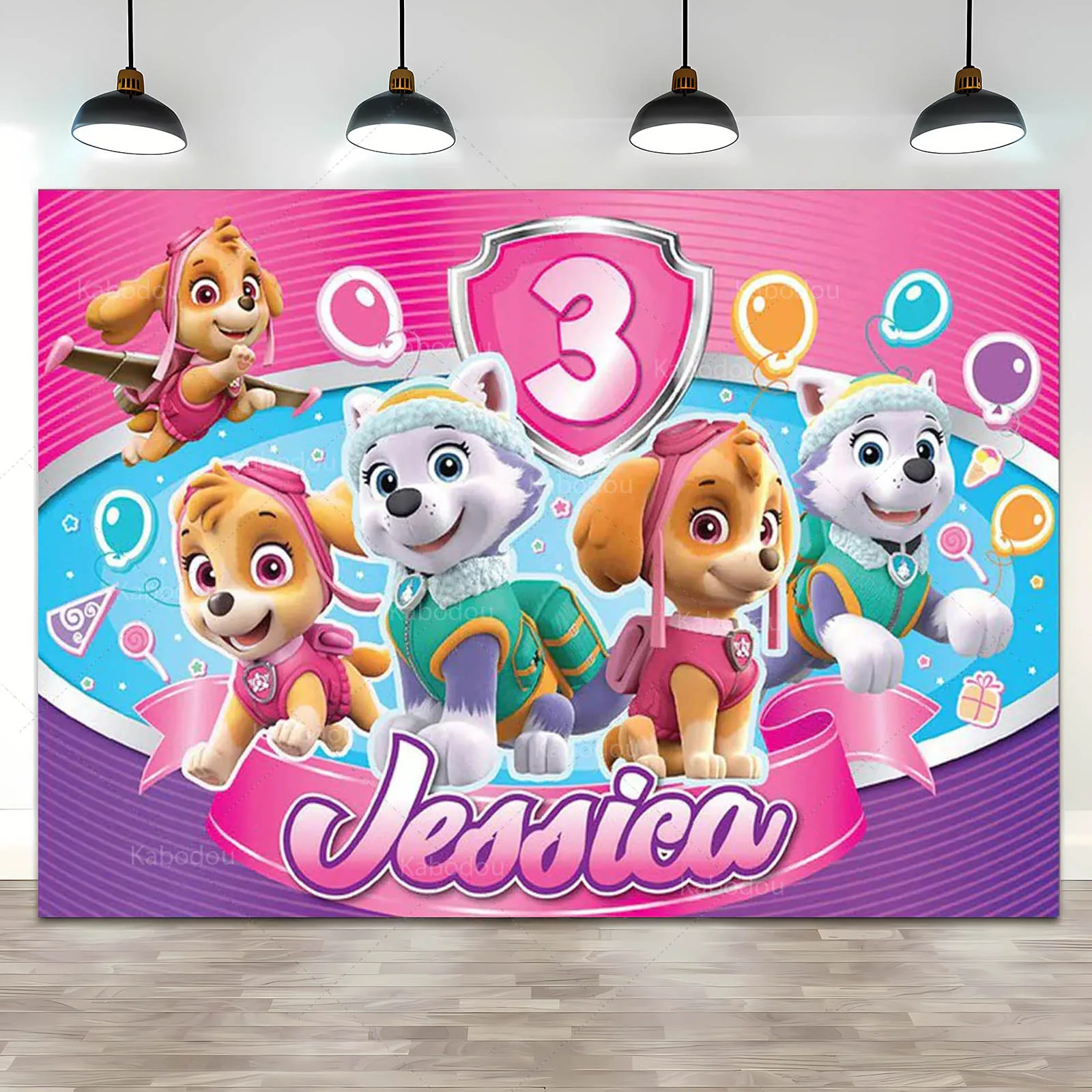 Custom Skye Everest Paw Patrol Backdrop Girl Kids Birthday Party Background Photography Puppy Dog Banner Decor Photo Studio