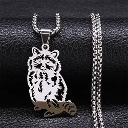 Lovely Raccoon Pendant Necklace for Women/Men Silver Color Stainless Steel Animal Chain Necklaces Christmas Gift Jewelry N6115