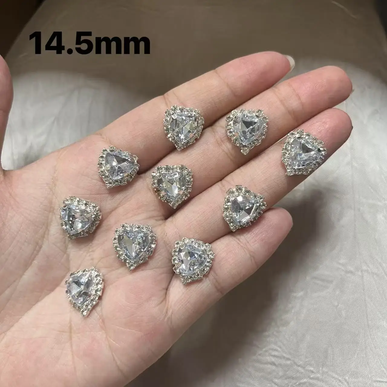 

10PCS Kawaii 3D Nail Art Pink Heart Shaped Nail Charms Jewelry Crystal Rhinestones Big Decoration Luxury Manicure Accessories