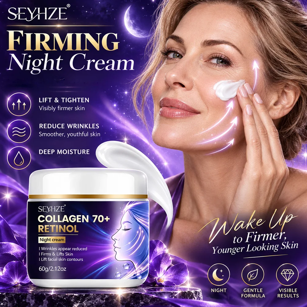 SEYHZE Collagen & Retinol Firming Night Cream, with Collagen, Makes the Face Look Smoother, Vitamin C, Hyaluronic Acid, Deep Hyd