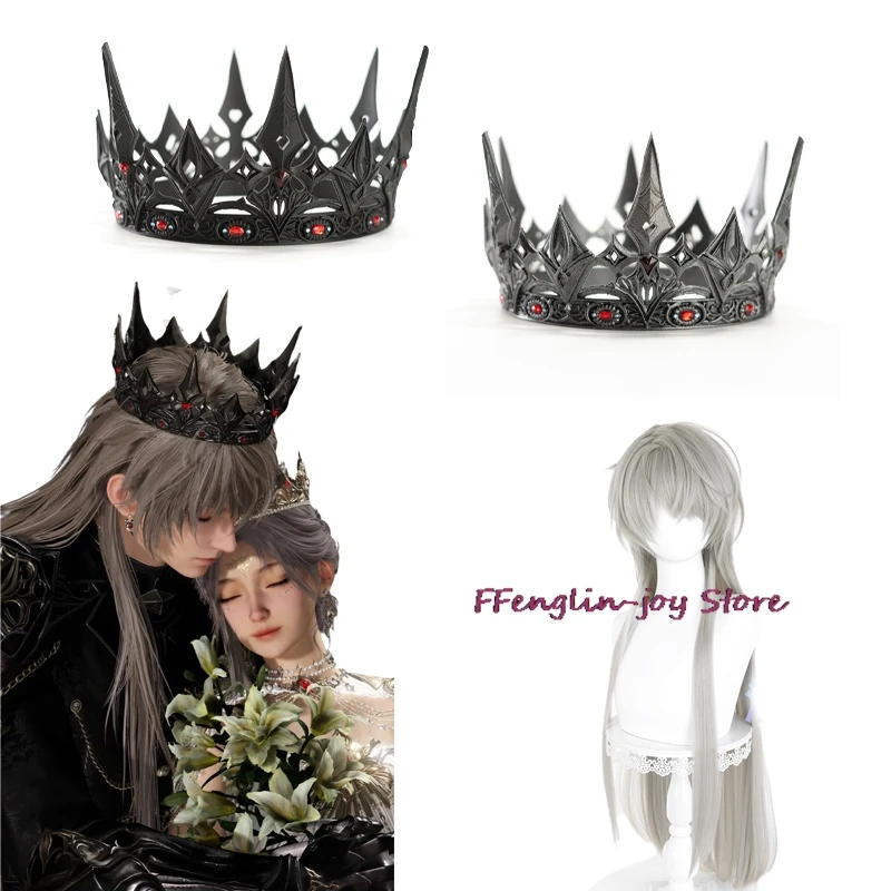 ALove And Deepspace Xavier Cosplay King of Darknight الزي الدعامة تاج Moonfall Lightbringer تاج شعر مستعار رجالي اكسسوارات #1
