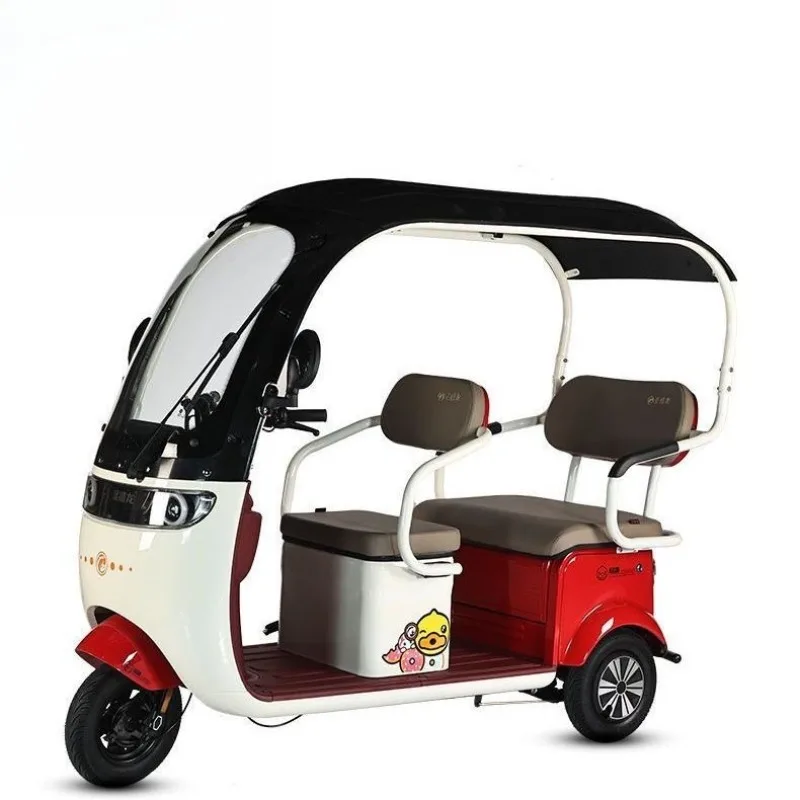 Electric tricycle, pick up and drop off children, double-row passenger and cargo dual-purpose recreational battery car