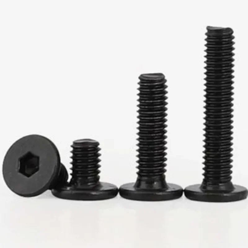 2pcs-50PCS CM Stainless steel black Hex Ultra Thin Super Low Flat Wafer Head socket Cap Screw m2 M2.5 M3 M4 M5 M6 m8 m10 m12