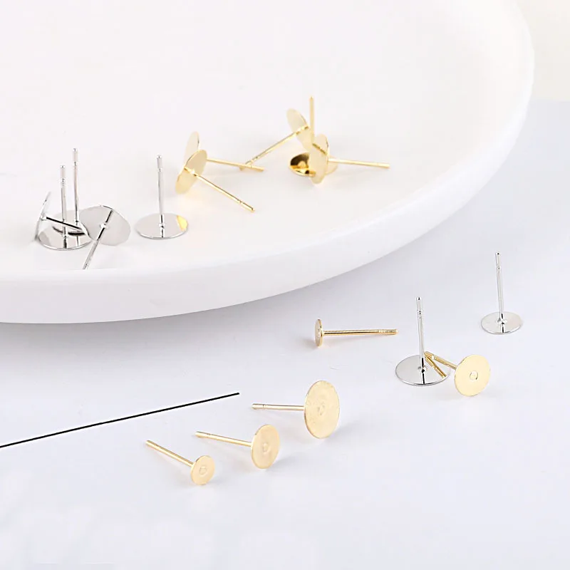 10pcs Diy Jewelry Accessories Gold Color Plating Flat Earrings With Hanging Earrings With Allergy Prevention Handmade Material