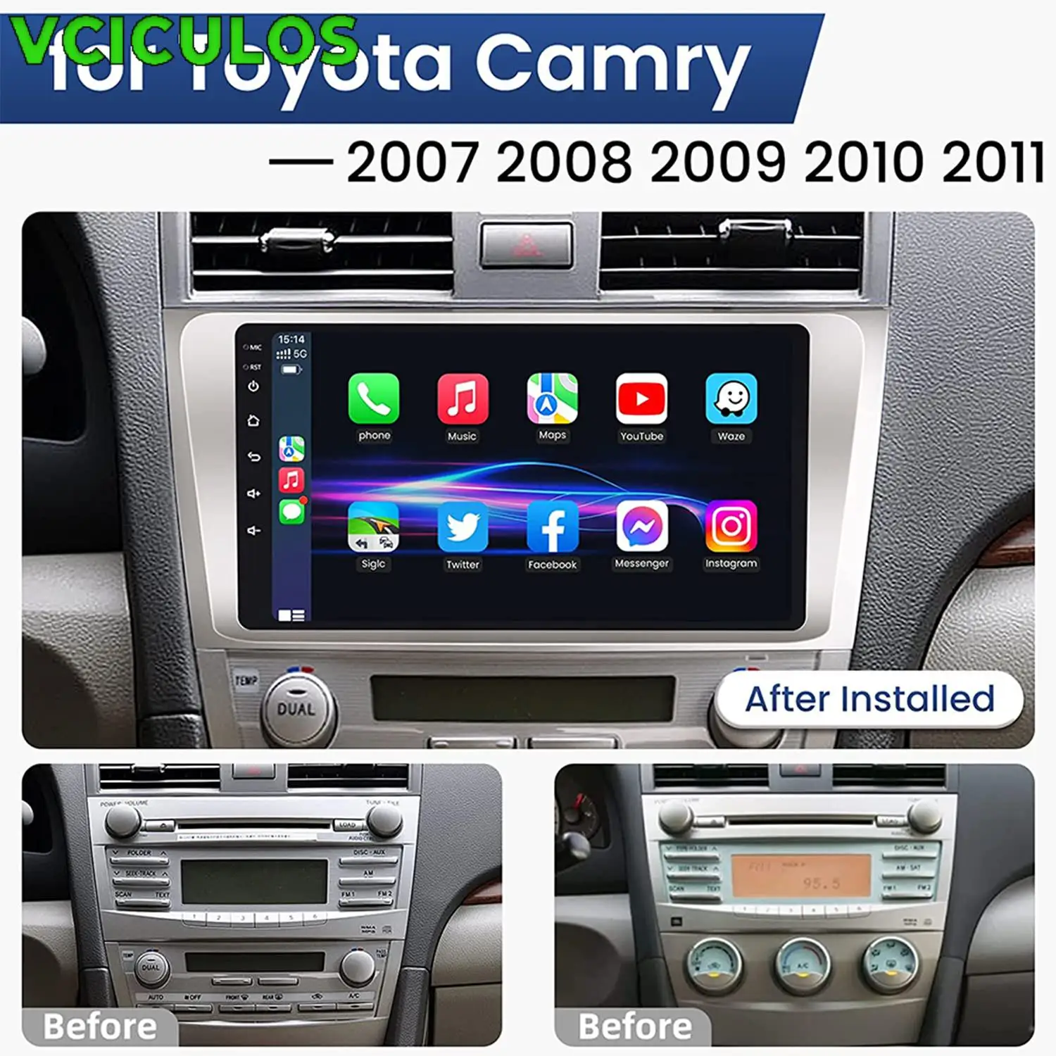 

1 комплект, Android 12,0, автомобильная стерео радио, 9 дюймов, 2G, 32G, камера Carplay для Toyota Camry 2007-2011, аксессуары для салона автомобиля, замена детали