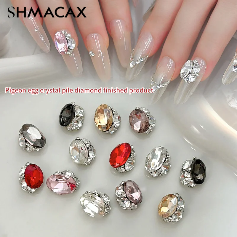 1PCS Luxury Sparkling Pigeon Egg Pile Diamonds Colorful Crystal Gems Nail Art Rhinestones Jewel Decorations Manicure Ornaments