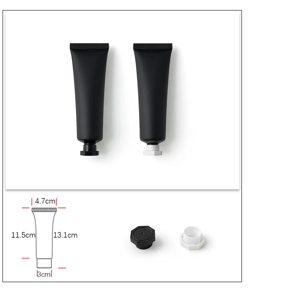 Bottiglia da spremere da 50 ml 50 g Tubo morbido in plastica nera opaca satinata Contenitore riutilizzabile da viaggio per crema cosmetica vuota