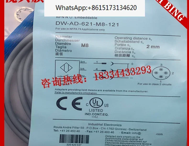 3 pieces Spot metal sensor DW-AD-621 622 623 624-M8-121 122 proximity switch