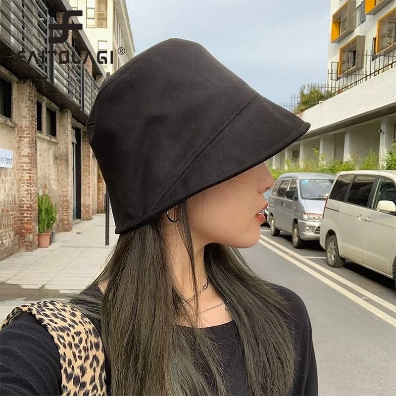 Autumn Suede Bucket Hat Women Fashion Flat Top Panama Cap Solid Color Irregular Brim Fisherman Hats Outdoor Travel Sunbonnet