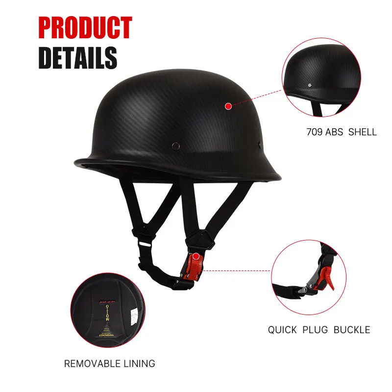 German Style Motorcycle Half Face Helmet for Men Women Adult DOT Approved Vintage 1/2 Half-face ABS Shell Helmets Moped Scooter