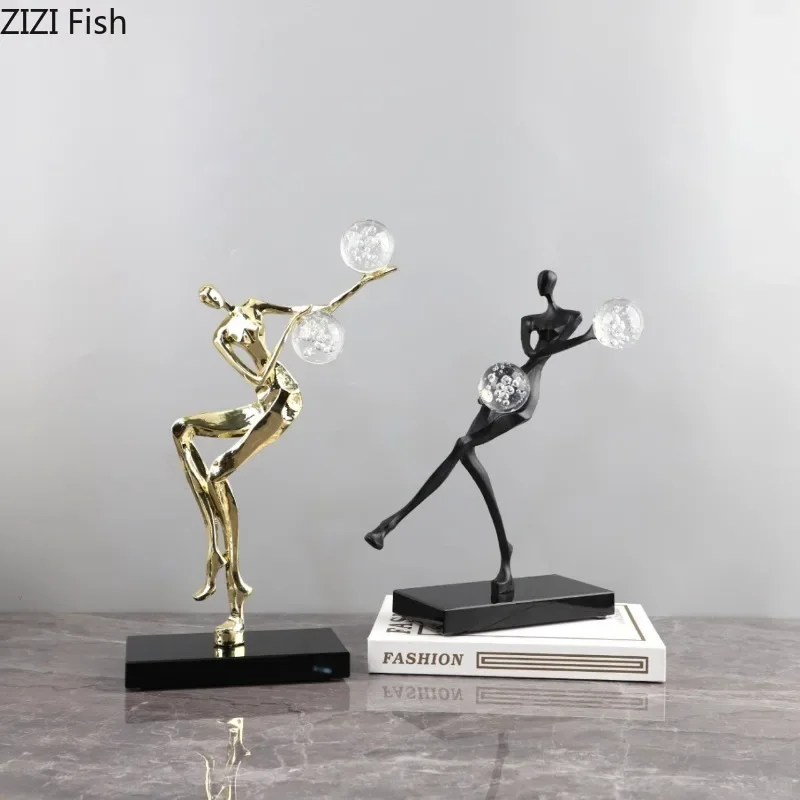 Metal Character Ornaments Acrobatic Figure Sculpture Art Statue Display Home Accessories Decoration Crafts Figurines Miniatures