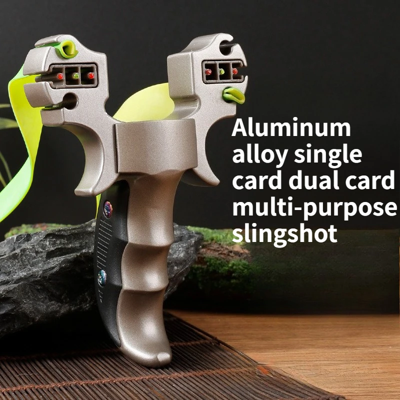 

Outdoor Aluminum Alloy Fast Flattening Leather Slingshot Outdoor Dual-use Rubber Band Competitive Alloy Slingshot
