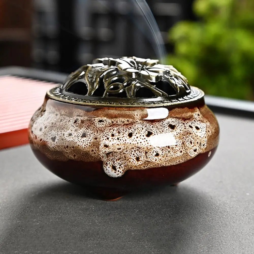 

Auspicious Ceramics Incense Burner Kiln Change Contrast Color Disc Incense Burner Colored Glaze Aroma Diffuser Gift