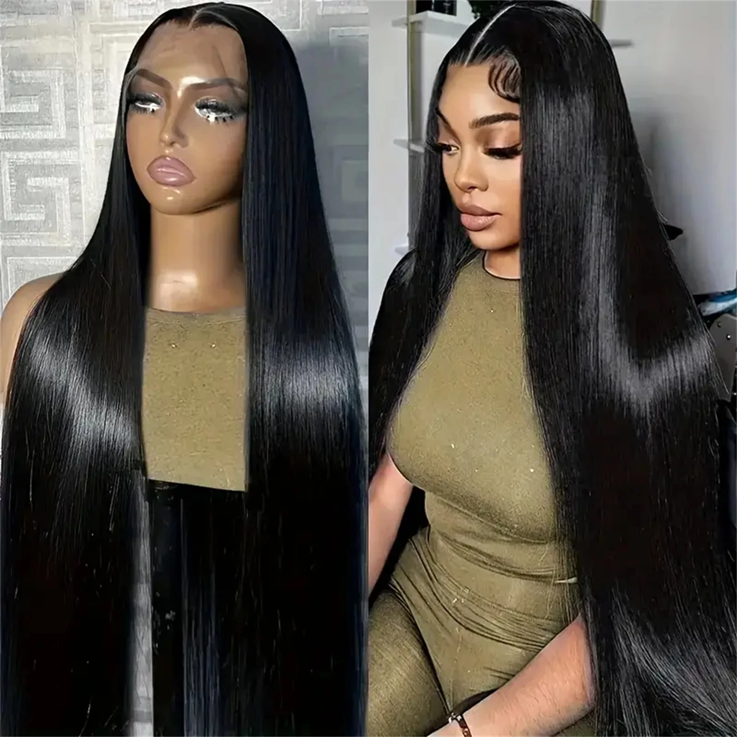 13x4 13x6 Transparent Lace Frontal Wigs 100% Human Hair  32 34 Inch Bone Straight Brazilian Wig Wigs For Black Women