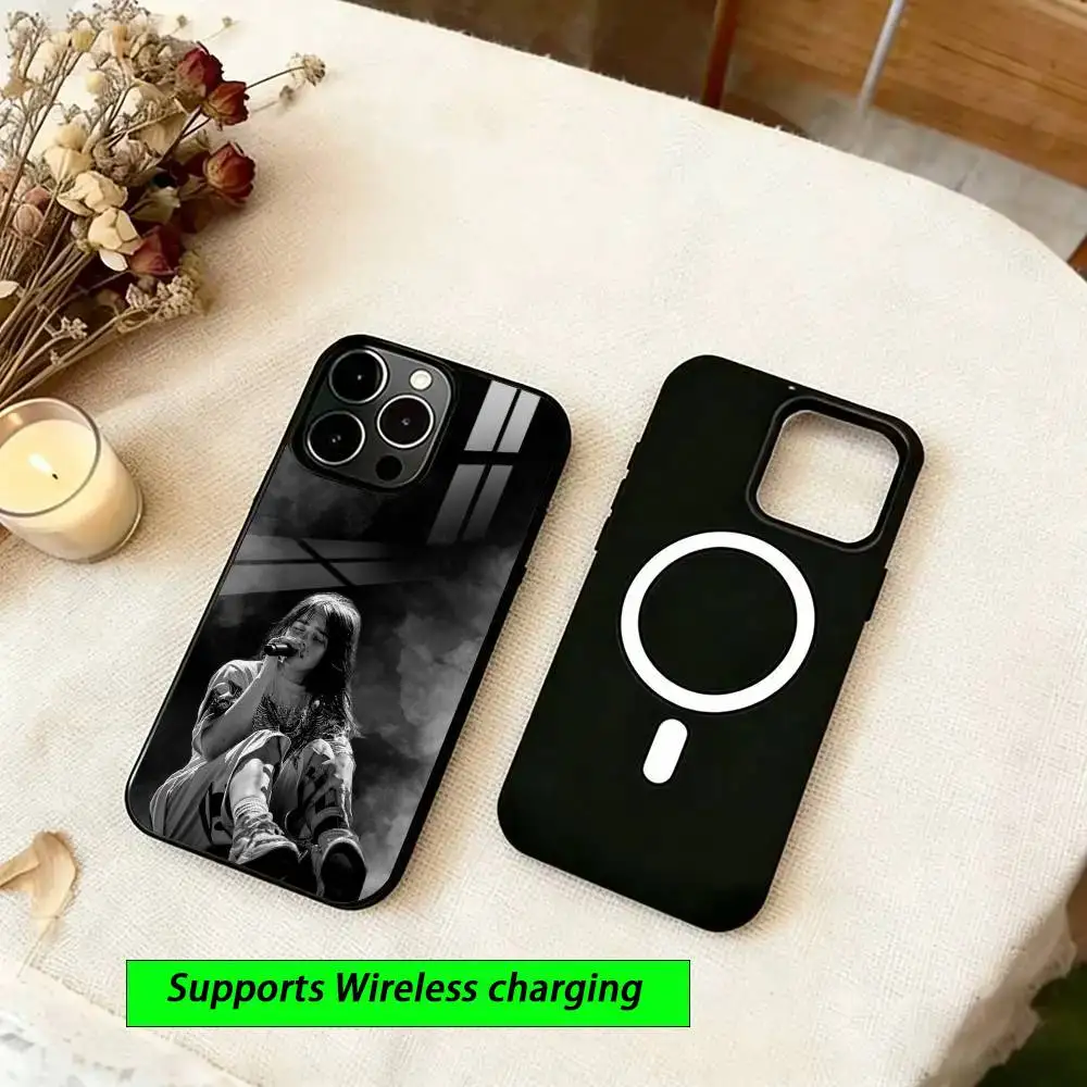 Female folk singer B-illies E-ilish  Phone Case For iPhone15,16,17,14,13,12,11 Plus,Pro Magnetic For  Wireless Charging view 3