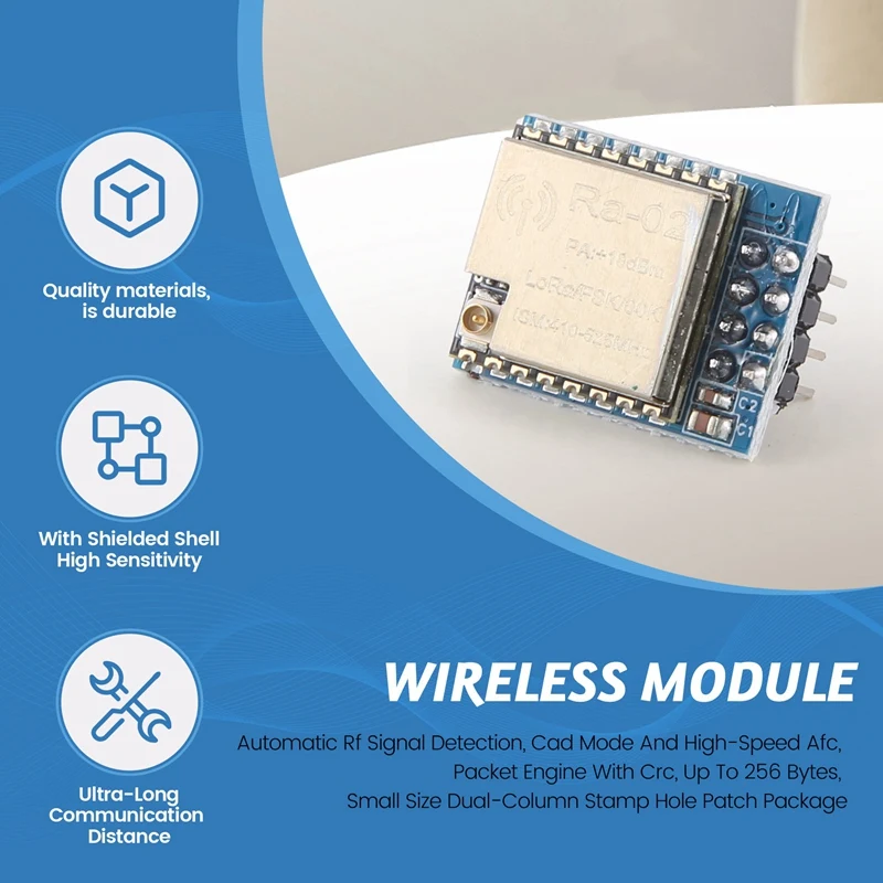 Lora Spread Spectrum Development Module Board, Módulo sem fio, Serial, UART Interface, RA-02, 433MHz, SX1278