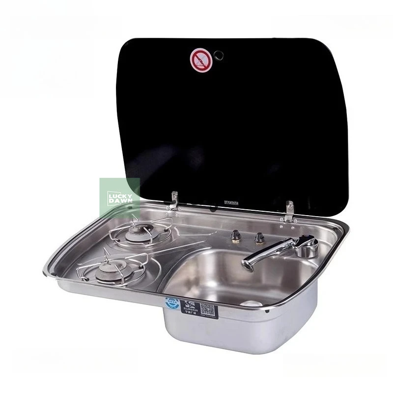 

Kitchen and bathroom RV gas stove folding stainless steel dishwashing/hand basin separate glass cover