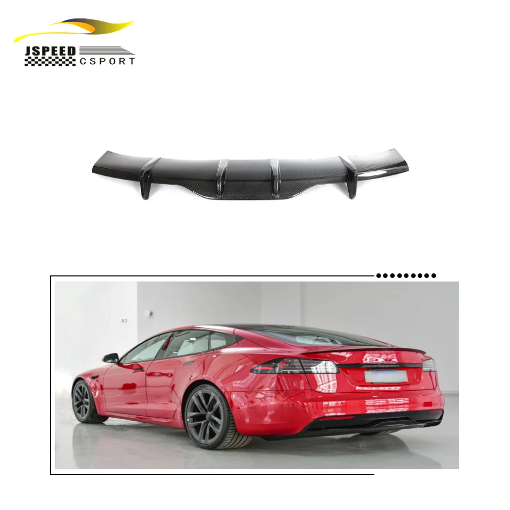 

For Tesla MODEL S Grid 2021-2023 Carbon fiber additional rear bumper diffuser