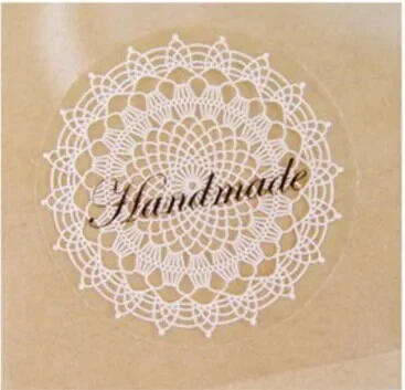 1pack Vintage White Lace And Transparent Gilding Style Sealing Sticker DIY Creative Baking Decoration Label Stickers