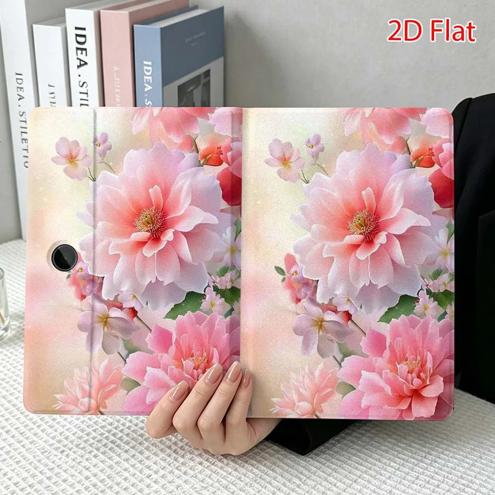 Red flower patterns For OPPO VIVO IQOO OnePlus Realme Pad 3 Pro 13 12.1 11.4 11 inch Pen Tray Tablet Case Soft