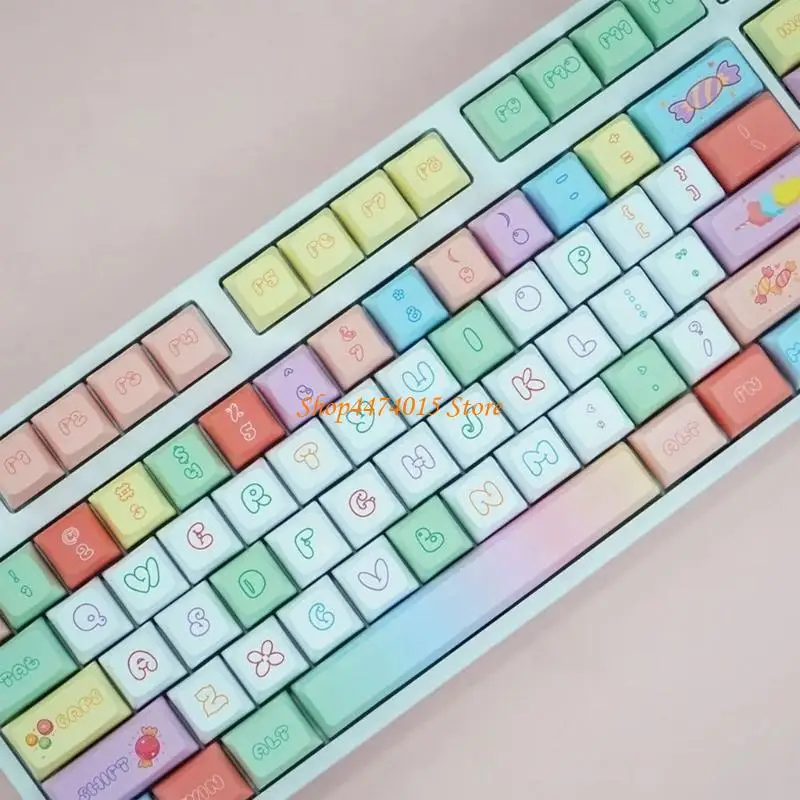 

K1AA Personalize Your Gaming Keyboard with Candy themed 126 XDA Keycaps Long lasting and Quality Material PBT Keys Caps