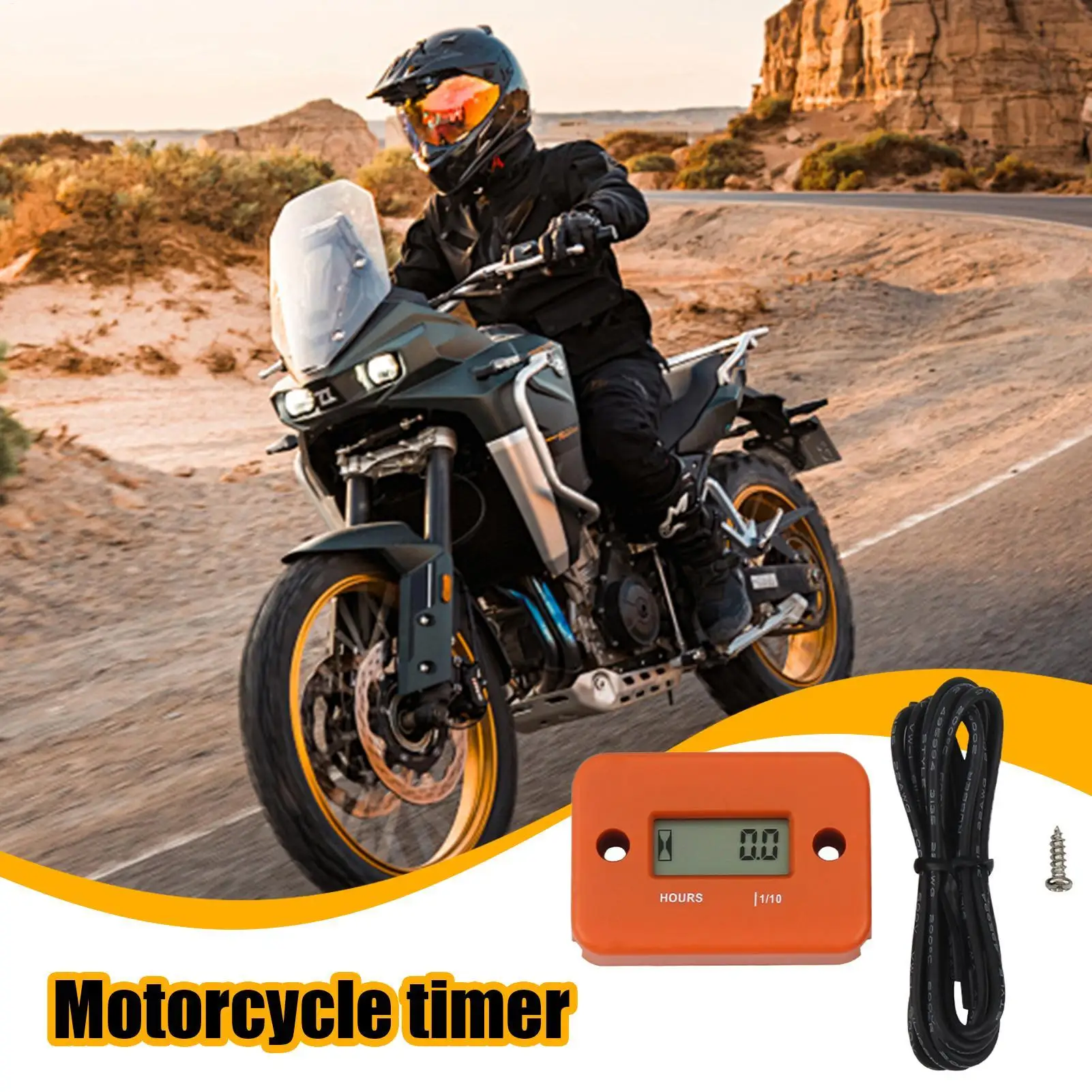Small Engine Hour Meter LCD Timer With Wires Digital Display Timing Measurement Gauge For Lawn Mower Snowmobile Marine Boat Snow