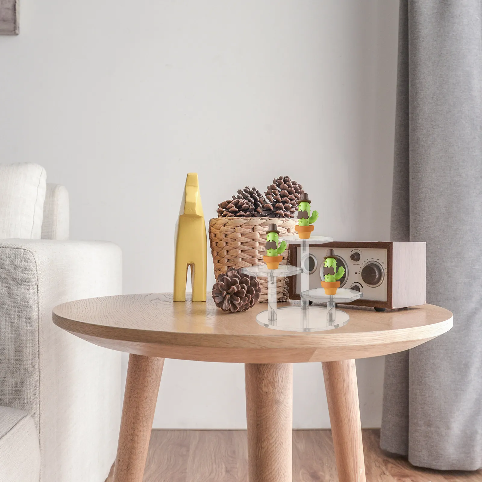 

1 шт. Прозрачная акриловая подставка-стеллаж с 3 ярусами в форме лестницы для хранения украшений, декора для дома и офиса, экономия пространства, многофункциональная