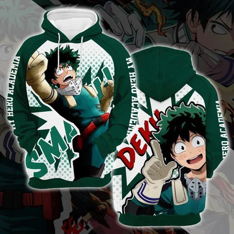 CyAnime Midoriya Izuku disfraz de Cosplay Sudadera con capucha 3D impreso Deku One For All My Hero Academia disfraz ropa deportiva poliéster fino