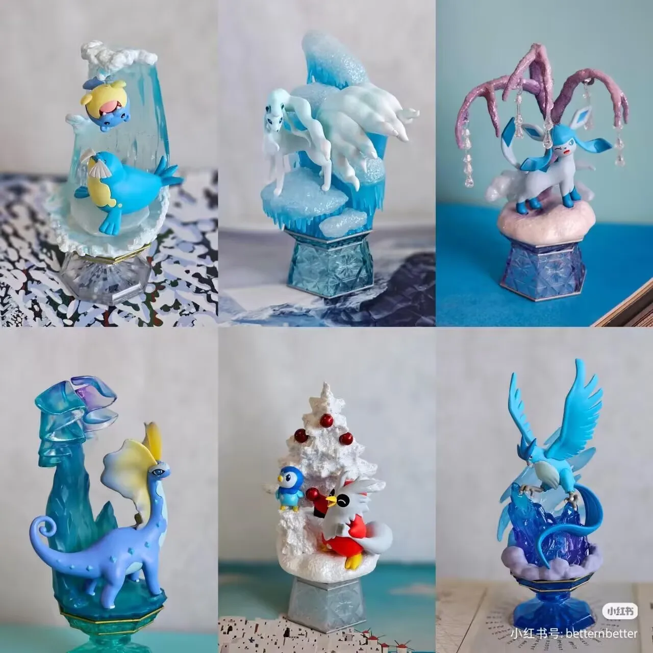 Genuine Re-Ment Pokemon Figures Diamond Ice Crystal Series Eevee Blind Box Miniature Scene Toy Ornament Collection Birthday Gift