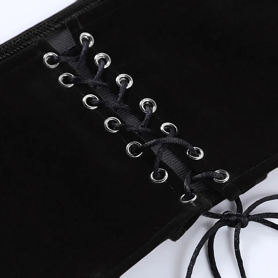Damen-Korsettgürtel mit Schnürung, Unterbrust-Taillenkorsett-Oberteil, sexy Steampunk-Bustier, Taillenformer, Spaghettiträger-Cami-Crop-Top – Detail 17