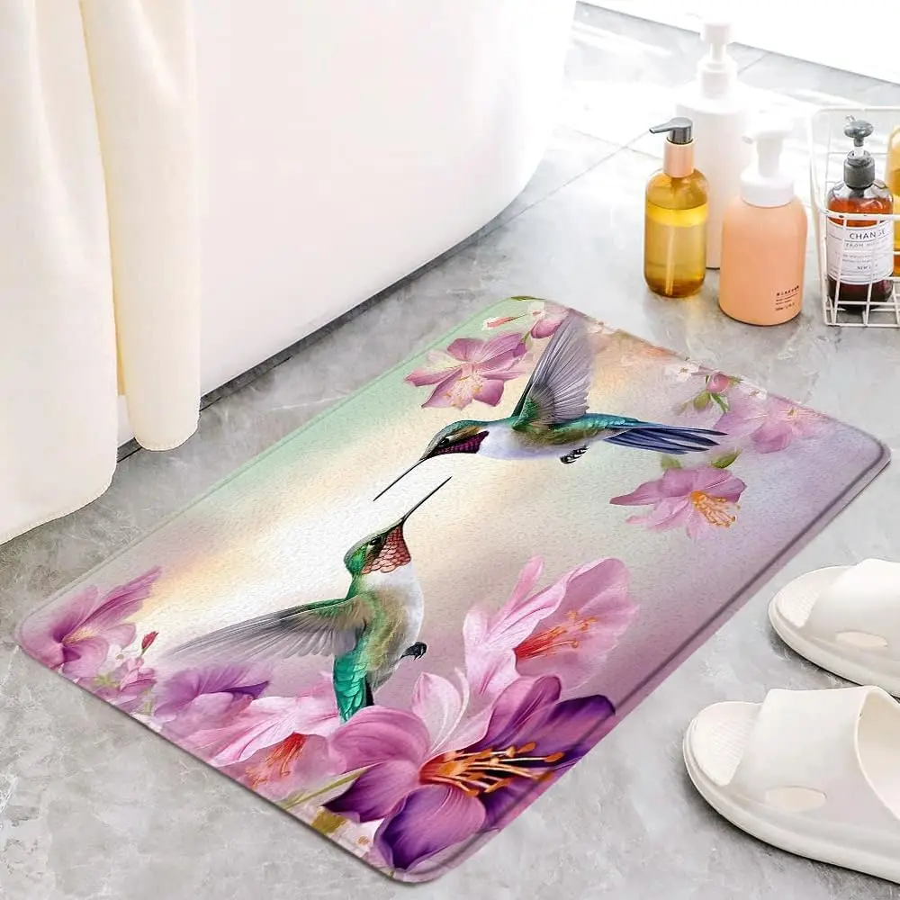 Hummingbird Area Rug Tropical Birds Living Room Rugs for Bedroom Home Decor Hummingbird Flowers Carpet Ultra Soft Non-Slip