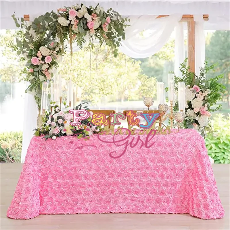 New Design Rectangle Satin Rosette Table Cloth Wedding Tablecloth Colors Event Party Decoration