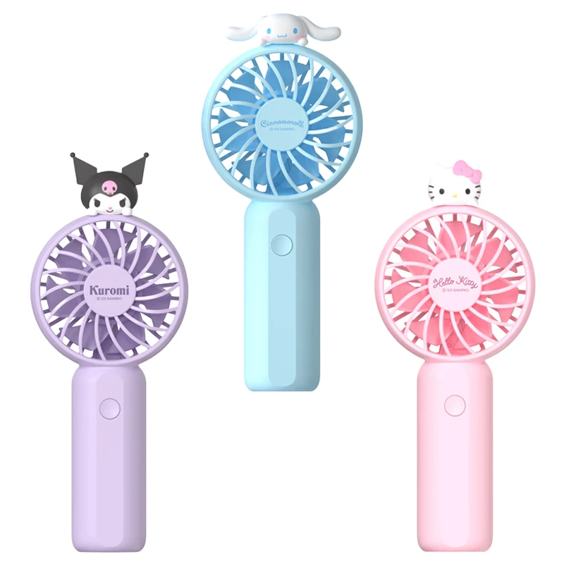 

Sanrios Hello Kittys Cinnamoroll Kuromi Portable Handheld Fan Cartoon Anime Kt Kawaii Usb Charging Hanging Rope Small Fans Gift