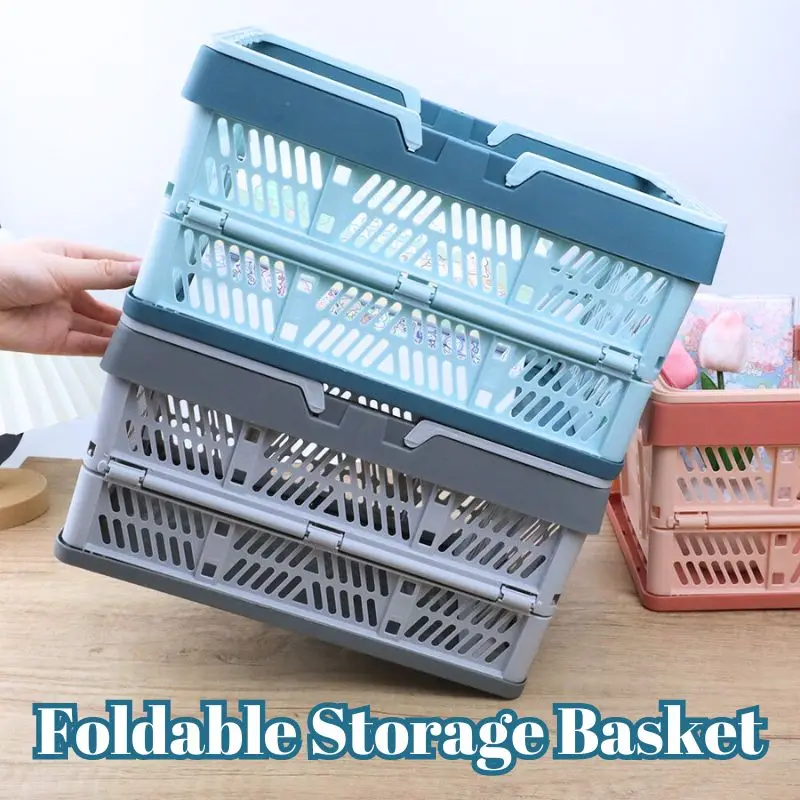 

Collapsible Crate Plastic Folding Storage Box Basket Utility Cosmetic Container Desktop Holder Sundries Storage Home Office Use