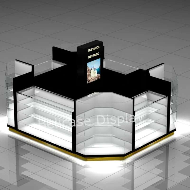 

customized.Hot Sale Jewelry Booth Island Perfume Store Display Cabinet Wood Perfume Kiosk Booth Shopping Center