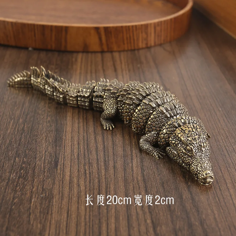 

Vintage Brass Personality Desktop Ornament Office Table Tea Pet Copperware Wholesale Retro Crocodile Figurine