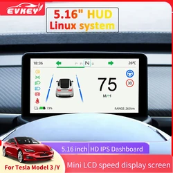 EVKEY Newest 5.16'' Mini Dash Screen Display For Model 3 Y Heads Up Display 2.5D IPS HD LCD Modification Accessorri Speedomete