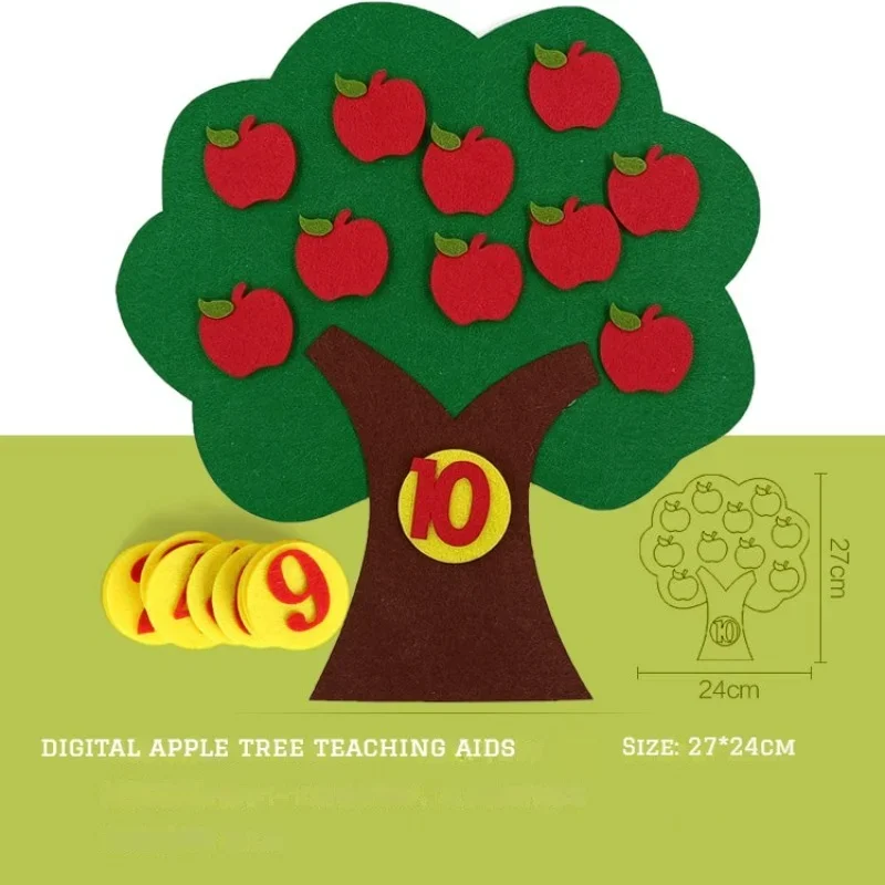 أحجية بانوراما للأطفال ، شعر غير منسوج تصنعه بنفسك ، شجرة تفاح الجزر اليدوية ، تعليم رقمي ألعاب مونتيسوري للأطفال الصغار