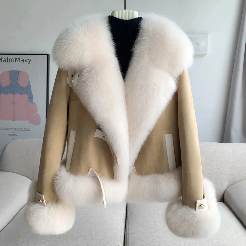 Immagine 6: Scintillante Piccolo Vento Profumato Cappotto di Pelliccia Delle Donne 2023 Autunno/Inverno Nuova Combinazione Ruvido Tweed Imitazione Pelliccia di Volpe Top cardigan Caldo