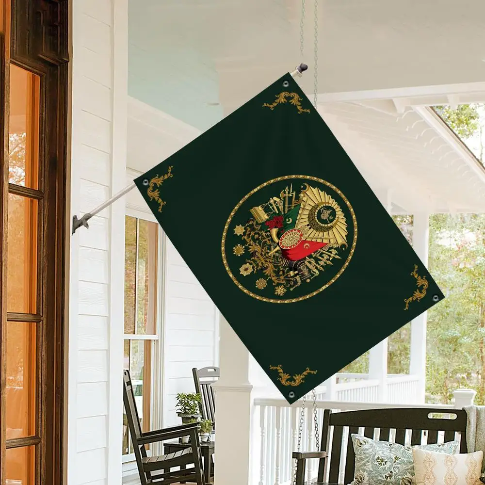 Ottoman Empire Tughra Flags 3x5 Ft Custom Banner For Garage Door Room Decor Wall Out Decoration With Metal Buckle