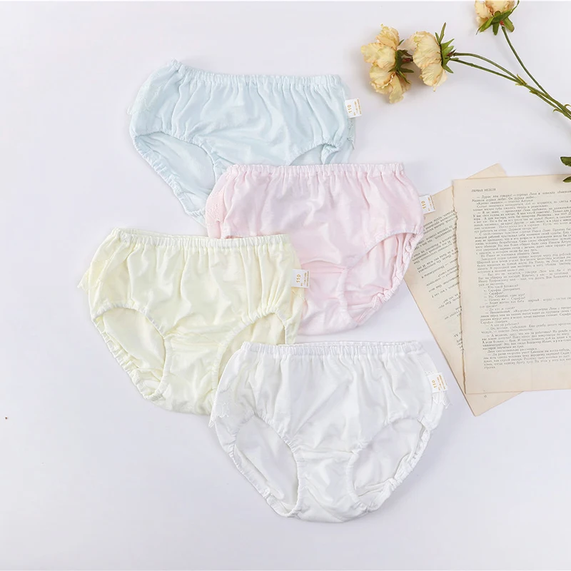 Girls cute and playful soft lace butt lace briefs summer thin cotton breathable hole design fits the skin more comfortable