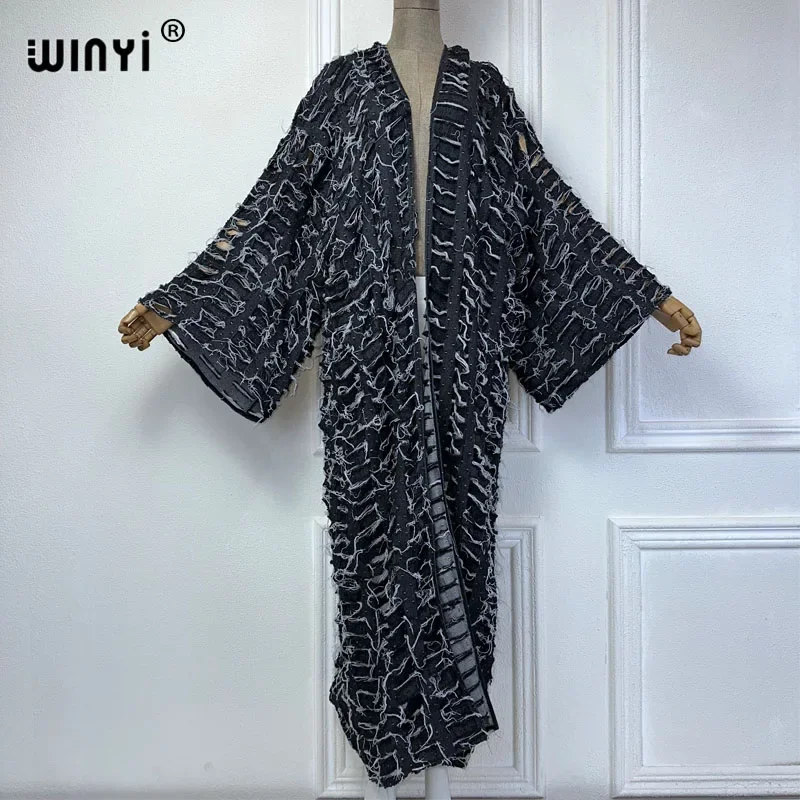 WINYI summer new kimono africa Bohemia print beach cover up maxi dress cardigans beach wear women 2024 abaya dubai luxury