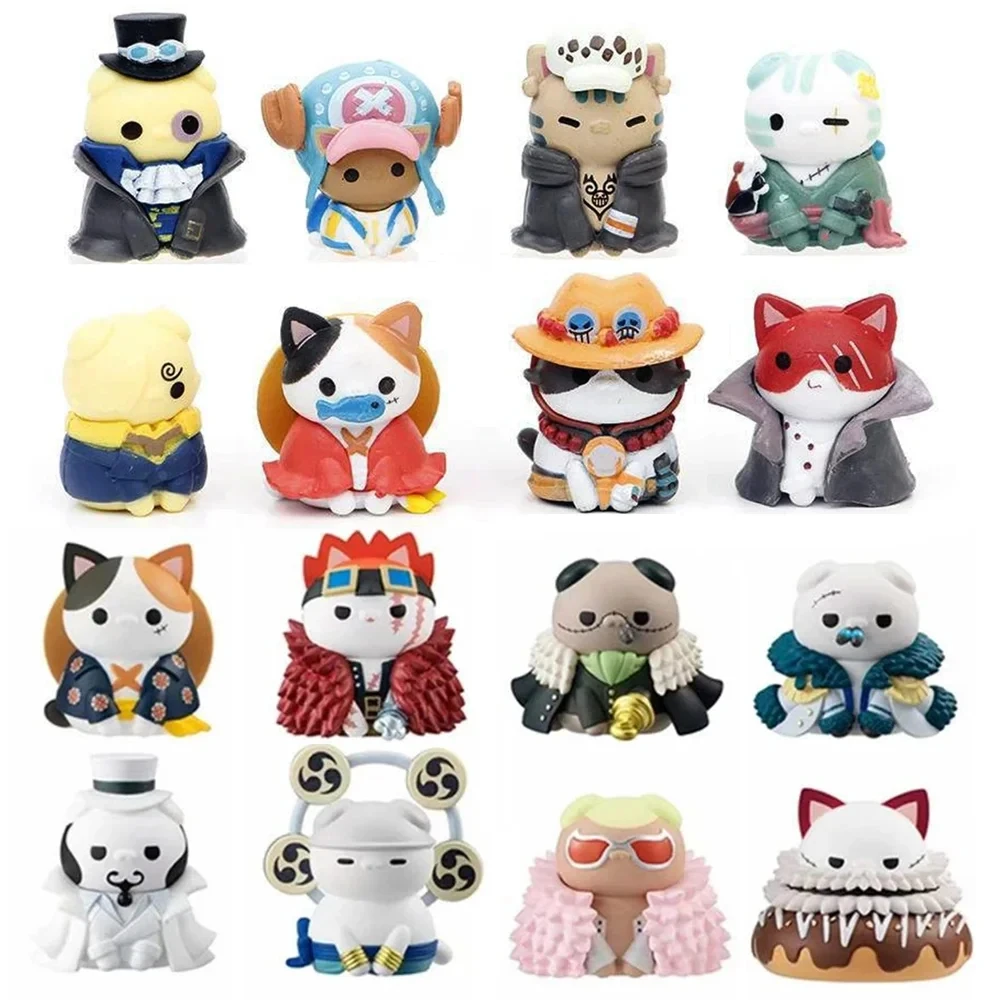 8pcs/Set One Piece Cos Cat Action Figure Toy Wanno Country Kaidou Jinbe Cake Decoration Kozuki Oden Ornaments