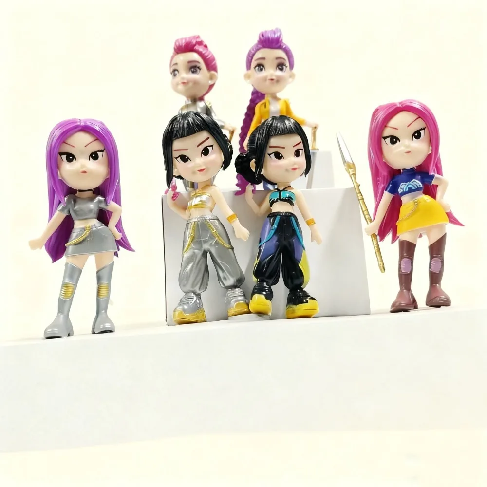 

6pcs/Set Demon Hunters Figure Toy Cartoon Rumi/Mira/Zoey Action Figure PVC Desktop Decoration Model Doll Toy Fans Gift