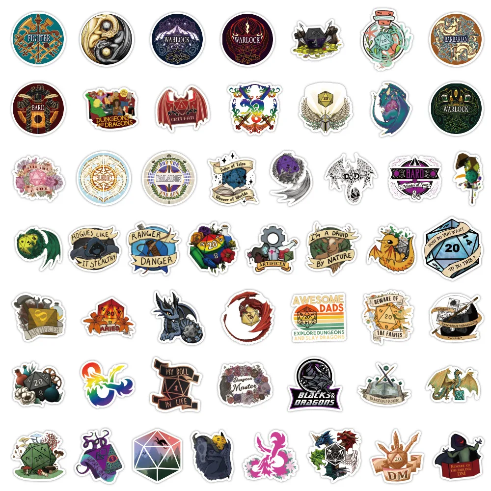 100Pcs Dungeons and Dragons OL Graffiti Sticker Laptop Car Luggage Water cup Waterproof Sticker Diy Toys