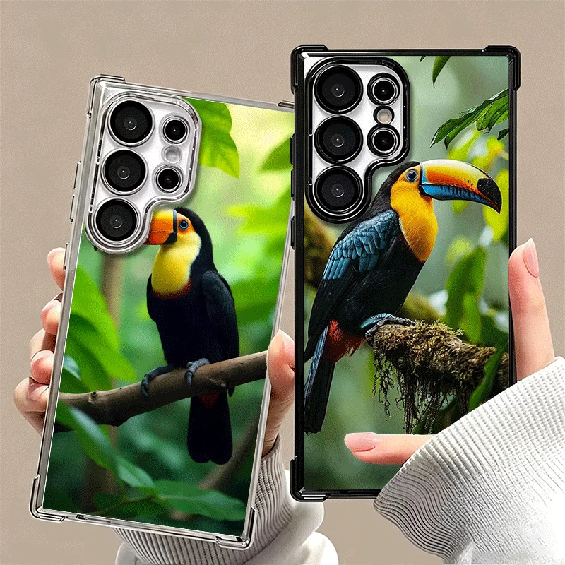 Tropical Toucan Soft Phone Case For Samsung Galaxy S26 Ultra S25 Edge S24 FE S23 Plus S22 S21 + S20 Plating Anti-Fall Fundas