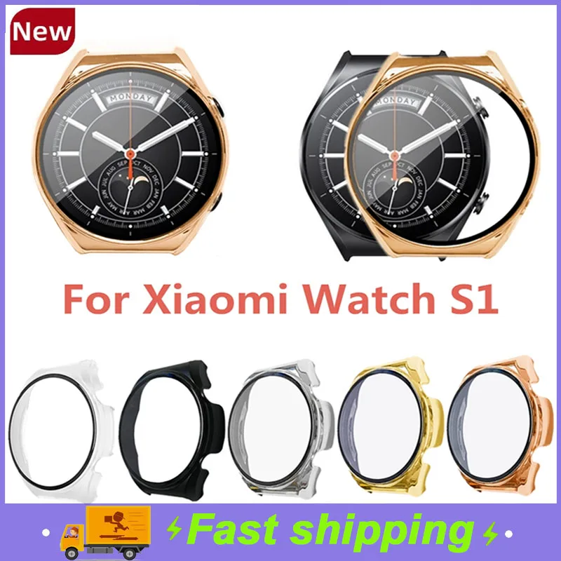 2-in-1 PC Case Full Screen Protection High Quality Screen Protector Cover Shell Smartwatch Tempered Glass For Xiaomi Mi Watch S1