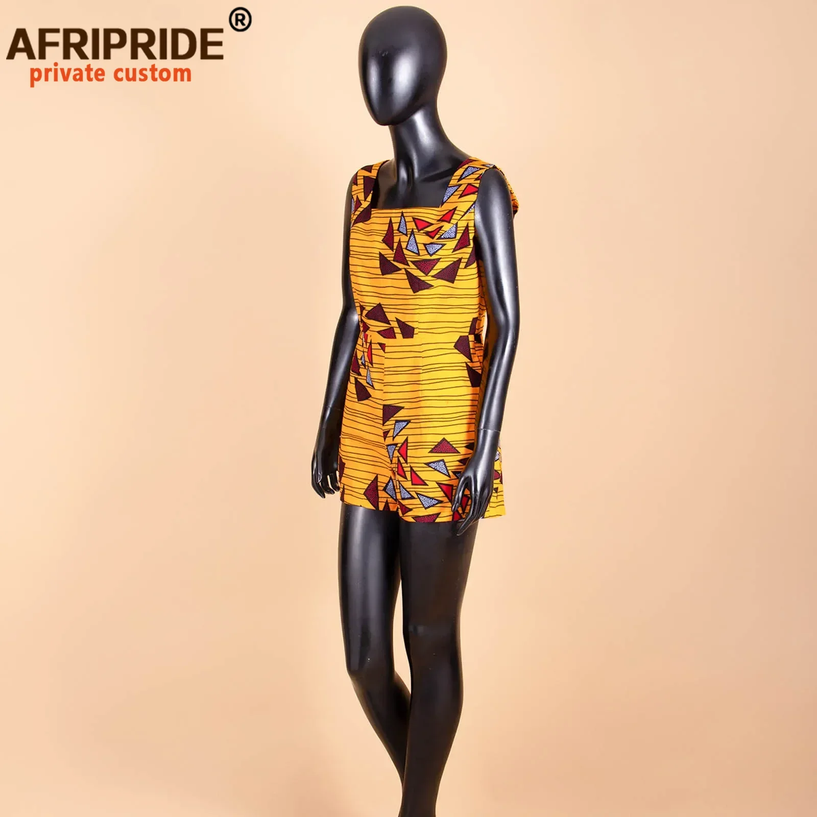 2026 African Fashion Playsuits for Women AFRIPRIDE Tailor Made Plus Size Prime Sleeveless Women Casual Cotton Playsuits A1929003